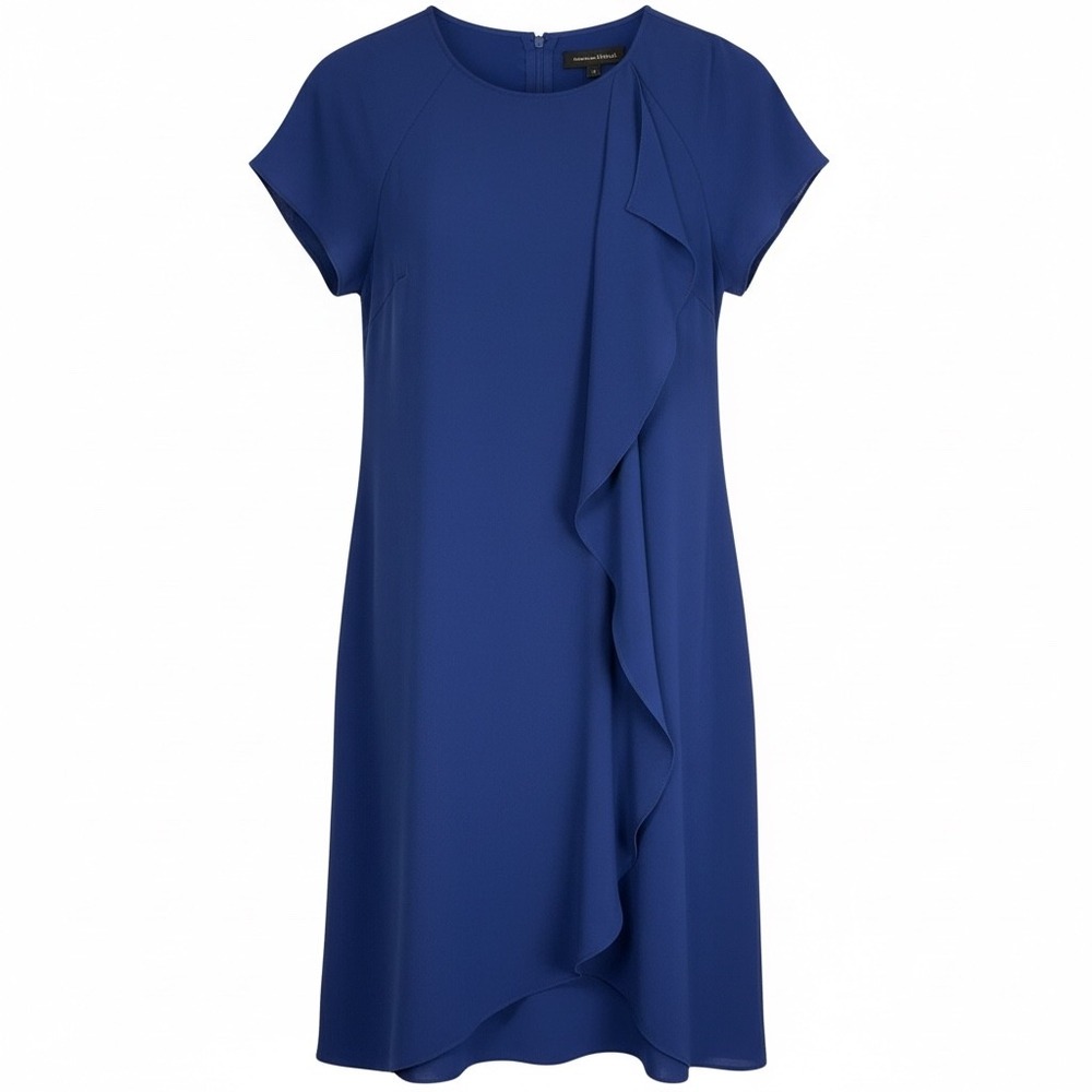 Adrianna Papell Dress Women 8‎ Cobalt Blue Ruffle Front Shift